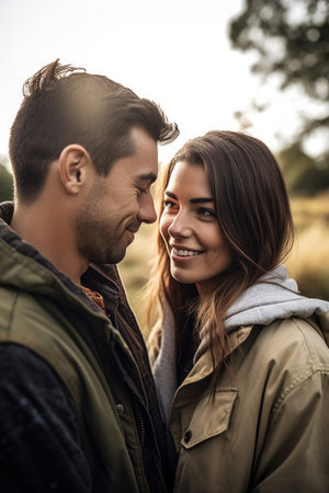 shot of a young couple enjoying the outdoorsの素材
