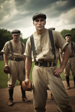 shot of baseball players on the feildの素材