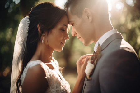 shot of an affectionate couple on their wedding dayの素材