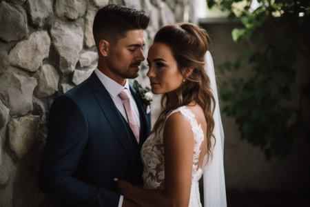 shot of an affectionate couple on their wedding dayの素材