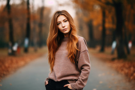 portrait of an attractive young woman standing with a skateboard in the parkの素材