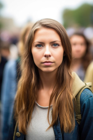 portrait of a confident young woman joining her protest group for a causeの素材
