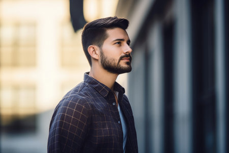 shot of a handsome young man standing outsideの素材