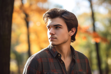 a handsome young man standing outdoorsの素材
