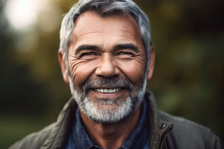 portrait of a mature man smiling at you proudlyの素材