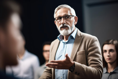 cropped shot of a university professor giving a lesson to his studentsの素材