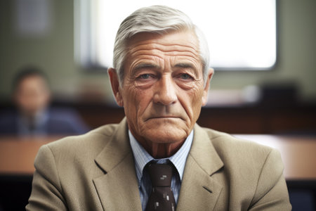 portrait of a mature businessman sitting in classの素材