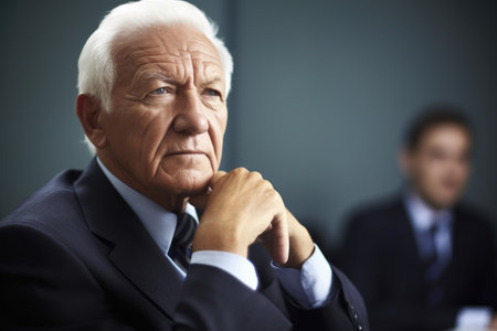 portrait of a mature businessman sitting in classの素材