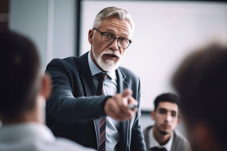 shot of a university professor teaching his students in the classroomの素材