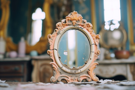 moldy, ornate mirror in manors vanity roomの素材