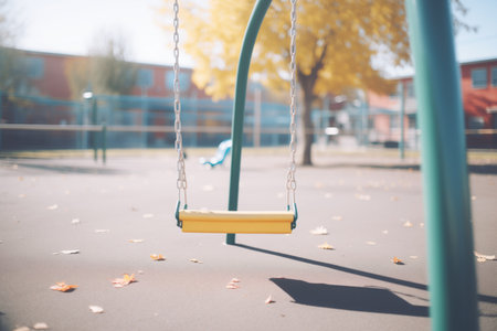 lone swing moving in still playgroundの素材
