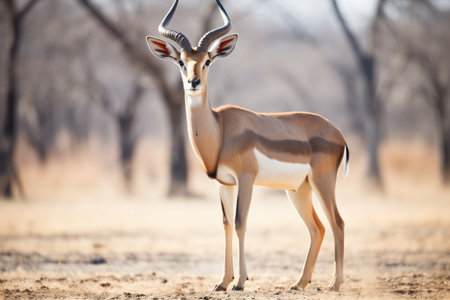 impala with unique horn structure standing apartの素材