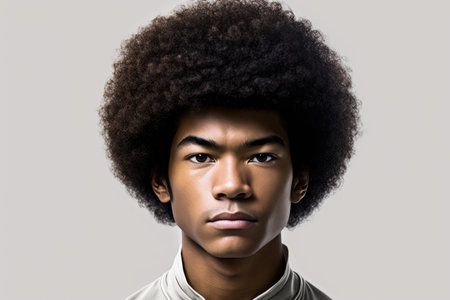 studio portrait of a young afro-asian man isolated on whiteの素材