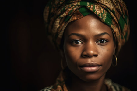 portrait of a young african woman with her face exposedの素材
