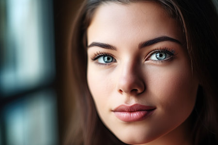 closeup shot of a beautiful young womanの素材