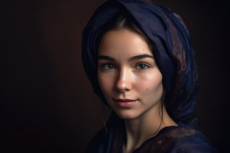 a beautiful young muslim woman wearing a hijabの素材