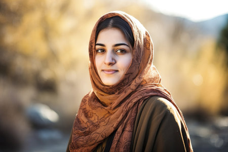 a young muslim woman outdoorsの素材