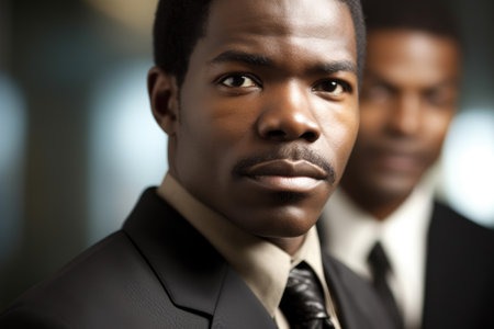 an ethnic african businessman with his colleague in the backgroundの素材