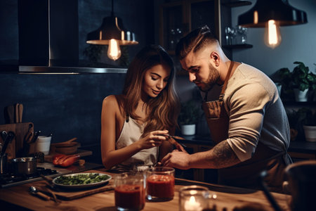 shot of a young couple cooking in the kitchenの素材