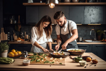 shot of a young couple cooking in the kitchenの素材