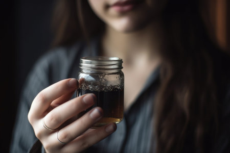 cropped shot of a woman holding a jar lidの素材