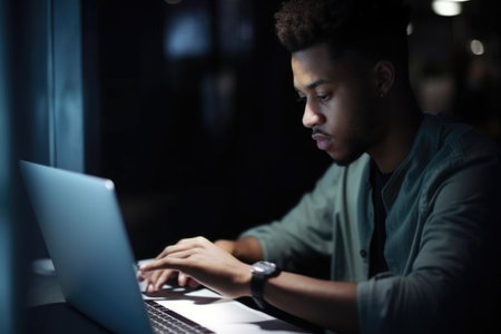shot of a young man working on a laptopの素材