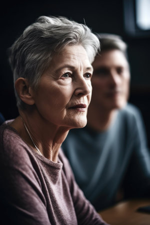 shot of two mature students in a college classroomの素材