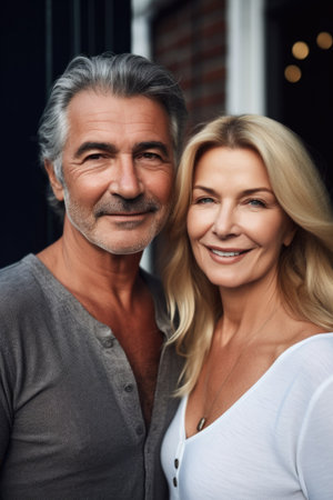 shot of a mature couple standing outsideの素材