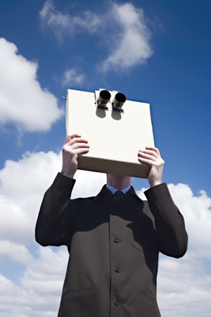 shot of an unidentifiable man holding a clipboard with his binoculars on topの素材