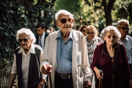 shot of a man leading his elderly clients on a tourの素材