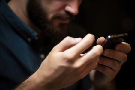 cropped shot of a man using his smartphone to make a phonecallの素材