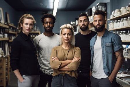 shot of a group of young business owners standing together in their storeの素材