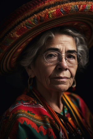 shot of a woman wearing a sombreroの素材