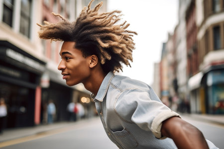 shot of a carefree young man skateboarding in the cityの素材