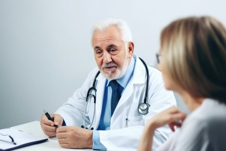 doctor, senior man and medical consultation of a healthcare professional doctor or nurseの素材