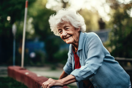 shot of a senior female having fun on the mini golf courseの素材