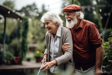 shot of a senior couple enjoying themselves while playing mini golfの素材