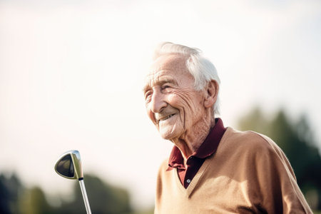 shot of a senior man enjoying himself golfing outdoorsの素材