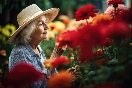 shot of a senior woman visiting a botanical gardenの素材