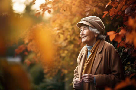 shot of a senior woman enjoying an autumn walk in the gardenの素材
