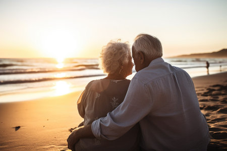 shot of a senior couple at the beach watching sunset