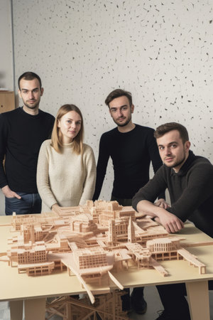 group portrait of architects in the office togetherの素材