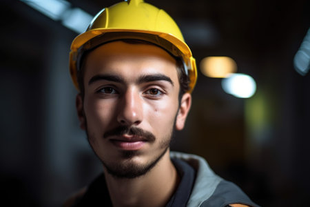 portrait shot of a young factory worker in his officeの素材