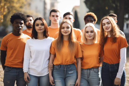 shot of a group of young volunteers standing togetherの素材