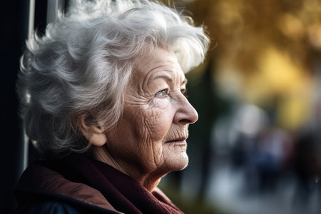 shot of a senior woman looking in the distanceの素材