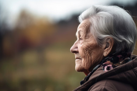 shot of a senior woman looking in the distanceの素材
