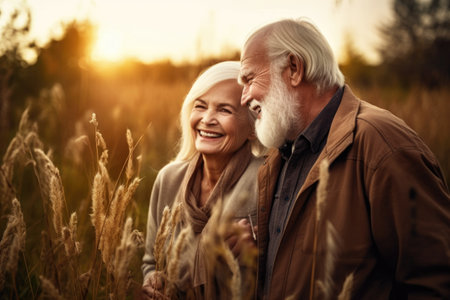 shot of a happy senior couple enjoying nature togetherの素材