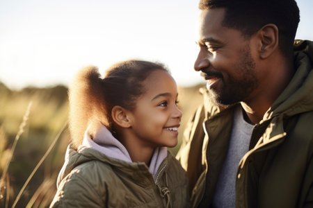 shot of a father and daughter spending time together outdoorsの素材