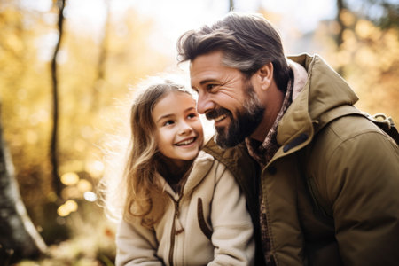 shot of a father and daughter spending time together outdoorsの素材