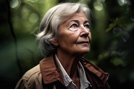 shot of a senior woman doing some forestの素材